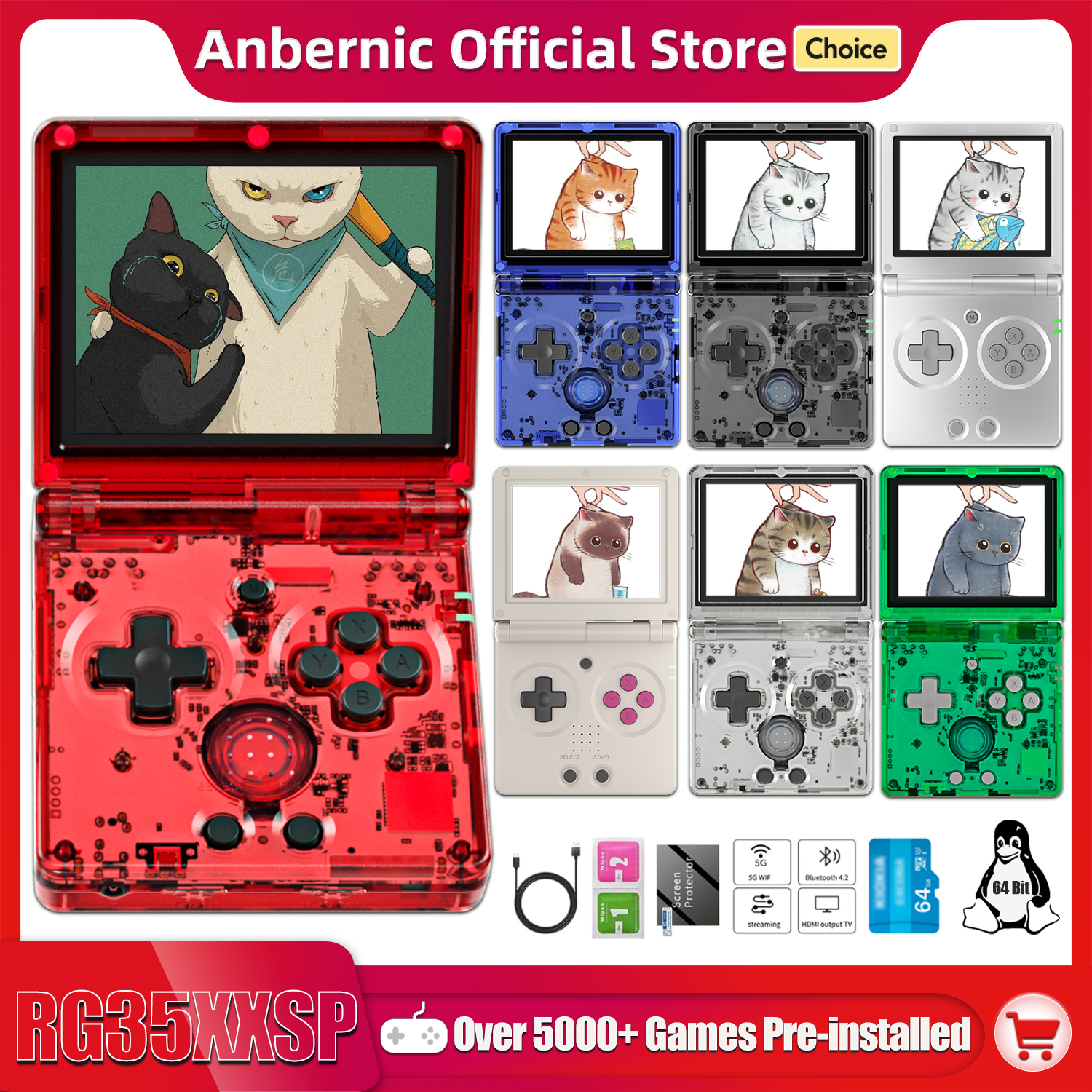 Gaming Console Types - Anbernic NEW RG35XXSP Flip Handheld Game