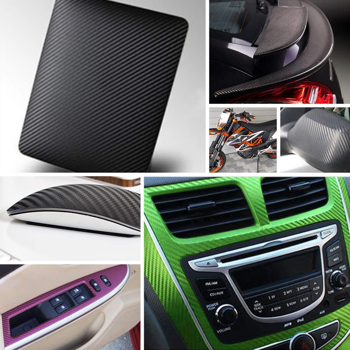 Carbon Fiber Vinyl Foil Film C - Console Skin Wrap のレビューと価格