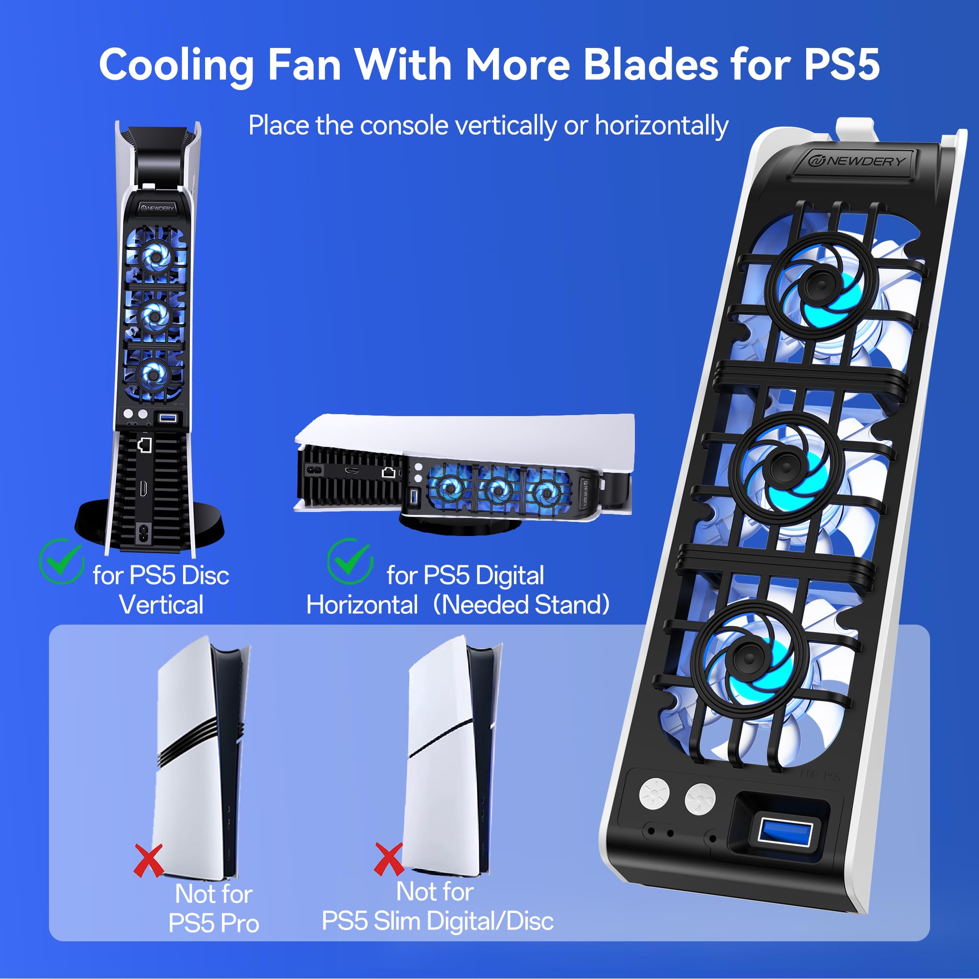 NEWDERY PS5 Cooling Fan 9 Blad - Gaming Console Car のレビューと価格