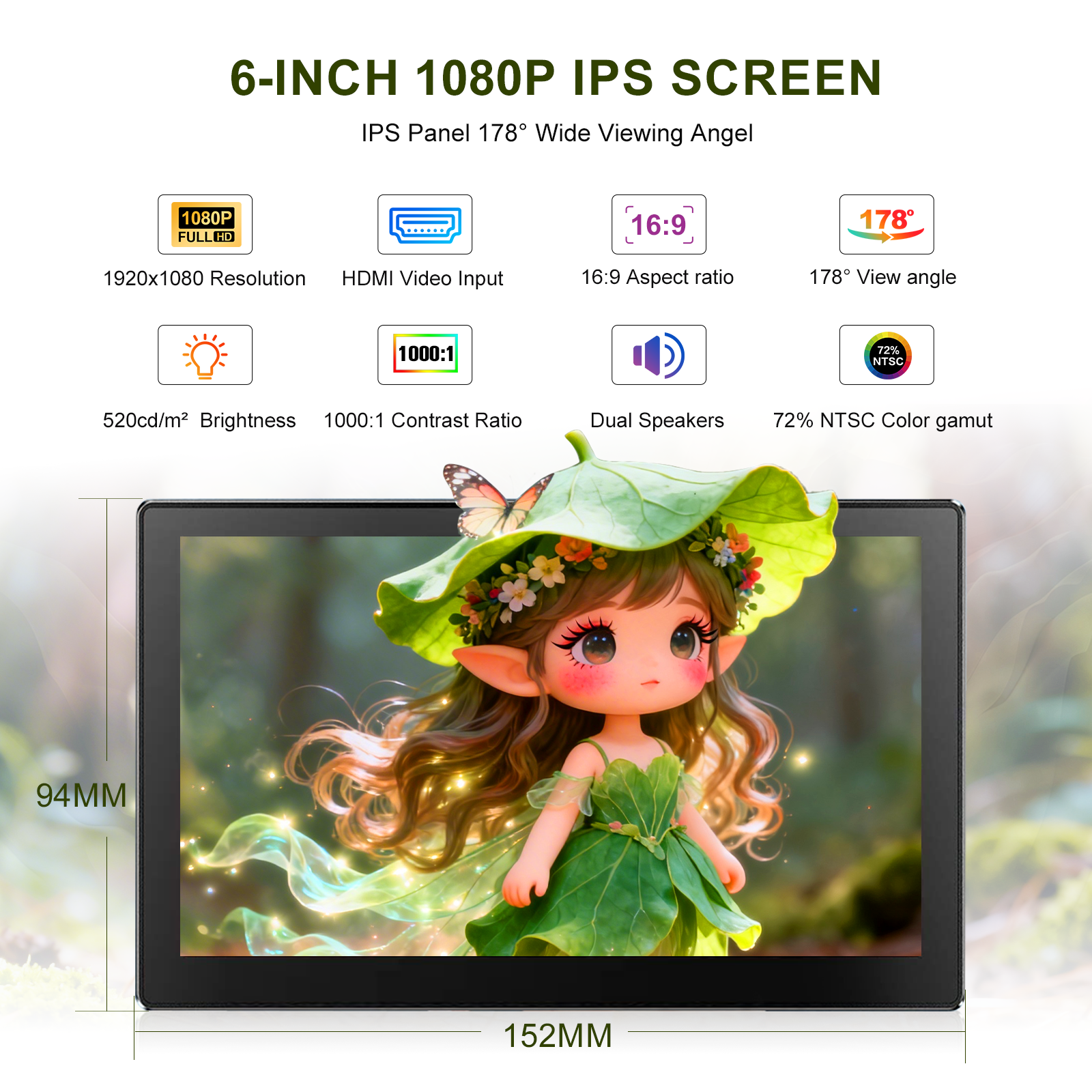 6 Inch Portable Monitor HD 108 - Gaming Console Types のレビューと価格