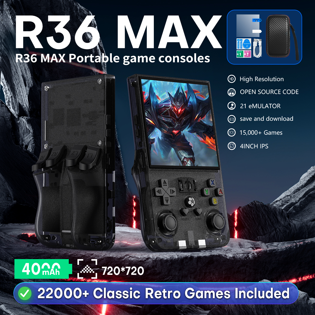 Open Source R36MAX Portable Vi - Gaming Console R36 のレビューと価格