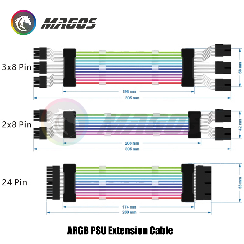 PSU Extension Cable RGB, ATX 2 - Console Gaming Pc Case のレビューと価格