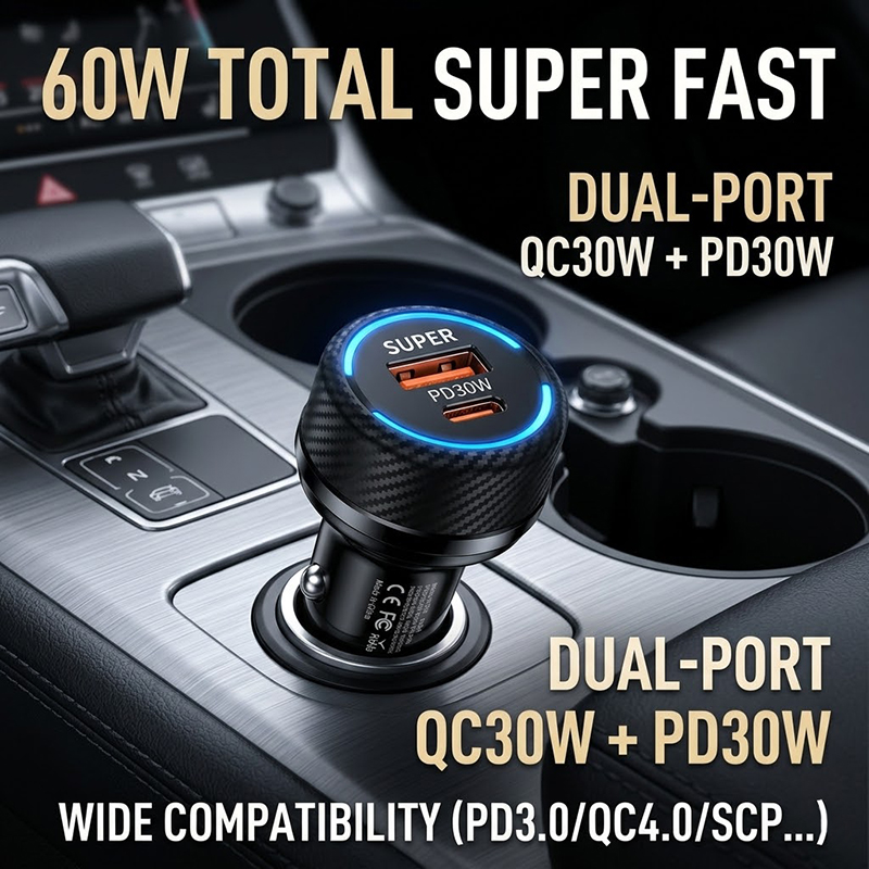 Type C 60W Fast Car Charger Du - Gaming Console Car のレビューと価格