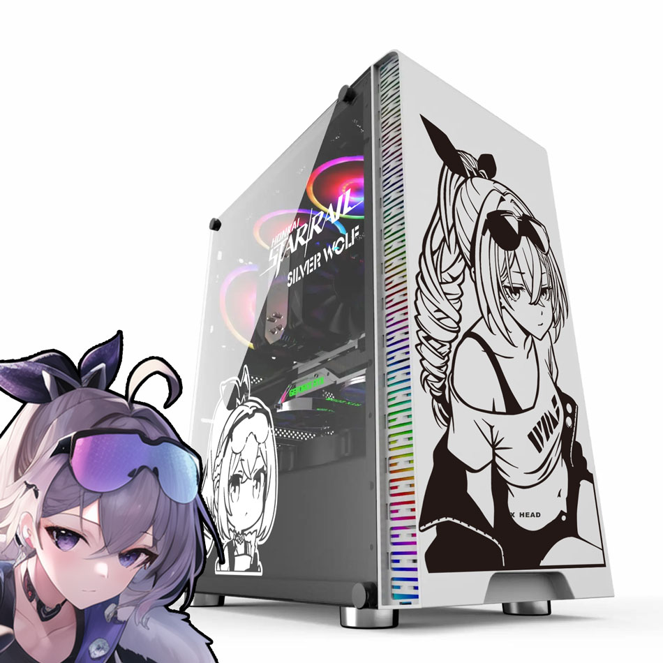 Silver Wolf Anime Stickers for - Console Gaming Pc Case のレビューと価格